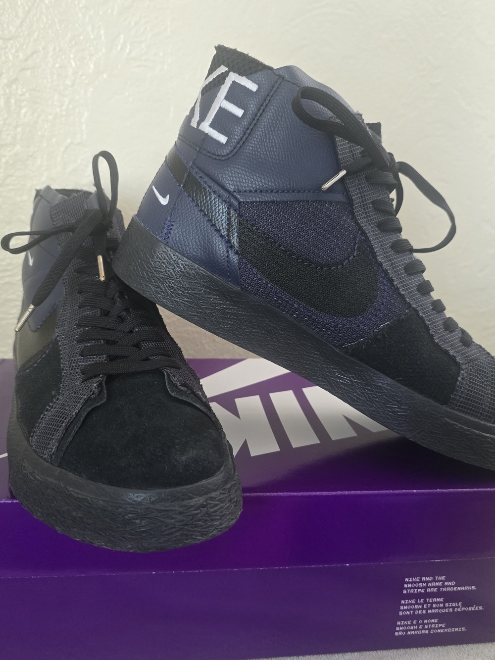 Men Nike SB Zoom Blazer Mid Premium Deconstructed Midnight Navy Black Men Size 8